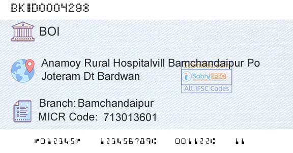Bank Of India BamchandaipurBranch 