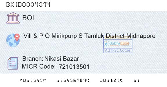 Bank Of India Nikasi BazarBranch 