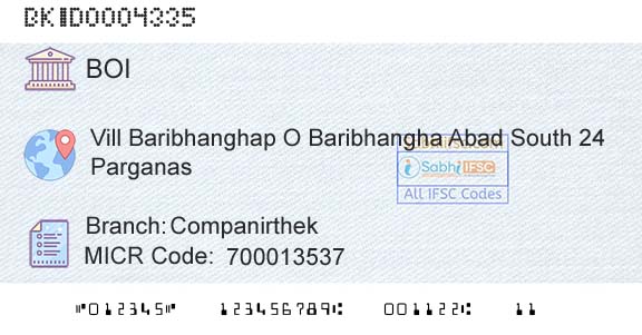 Bank Of India CompanirthekBranch 