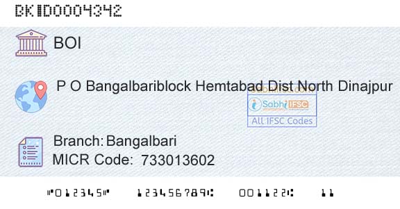 Bank Of India BangalbariBranch 