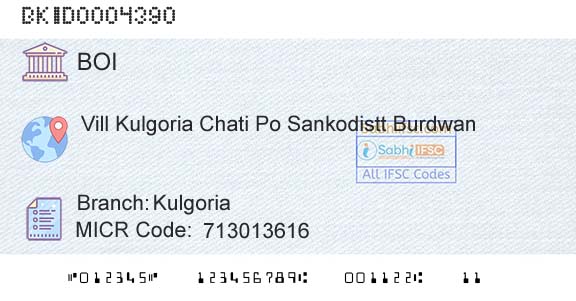 Bank Of India KulgoriaBranch 