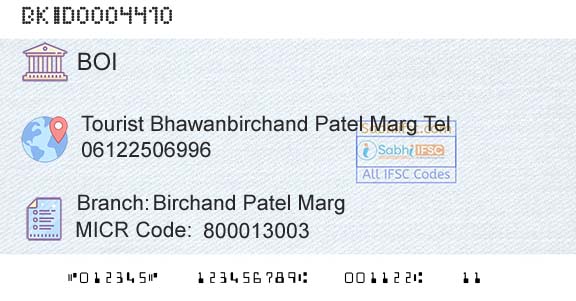 Bank Of India Birchand Patel MargBranch 