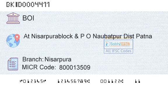 Bank Of India NisarpuraBranch 