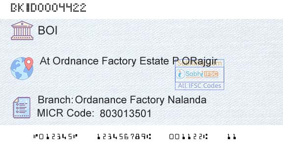 Bank Of India Ordanance Factory NalandaBranch 