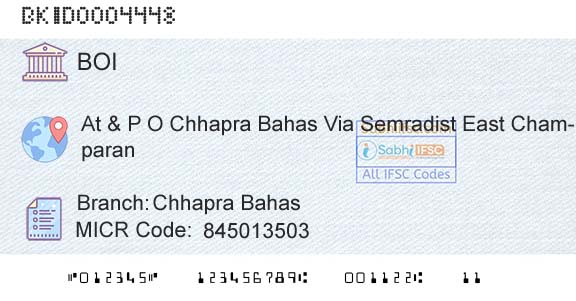 Bank Of India Chhapra BahasBranch 