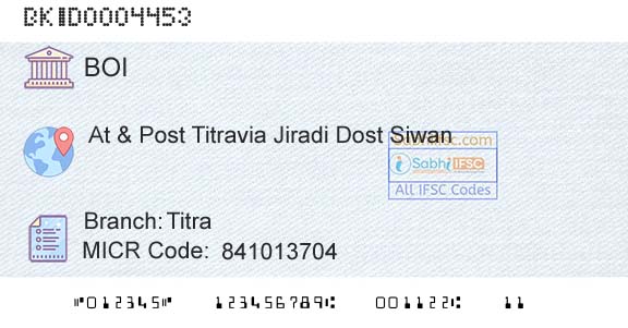 Bank Of India TitraBranch 