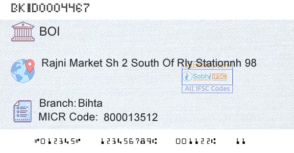 Bank Of India BihtaBranch 