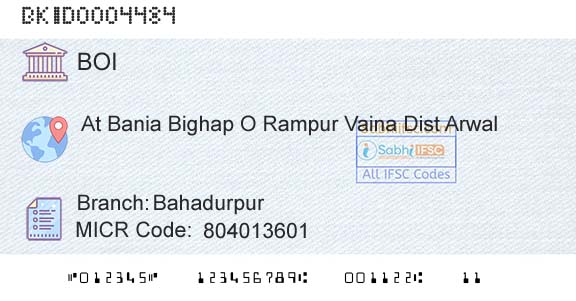 Bank Of India BahadurpurBranch 