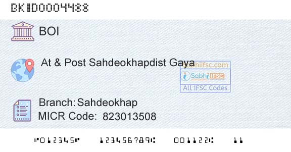 Bank Of India SahdeokhapBranch 