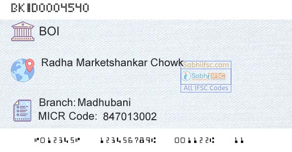 Bank Of India MadhubaniBranch 