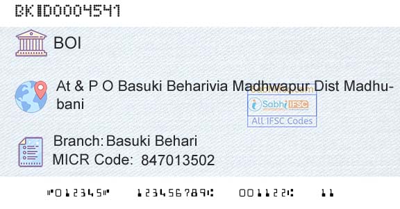 Bank Of India Basuki BehariBranch 