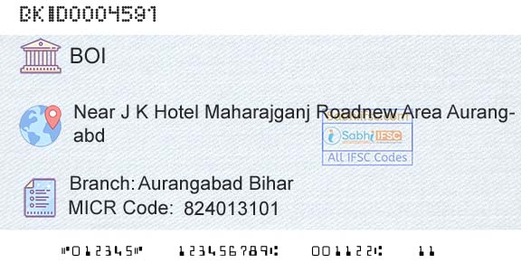 Bank Of India Aurangabad Bihar Branch 