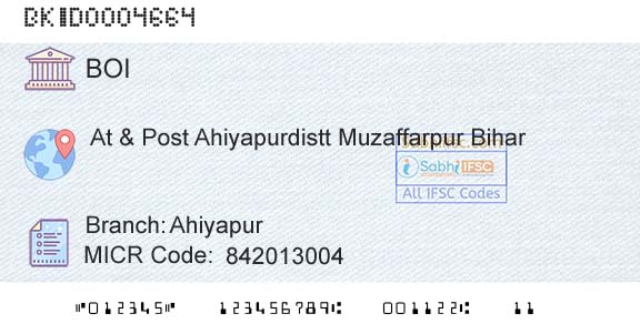 Bank Of India AhiyapurBranch 