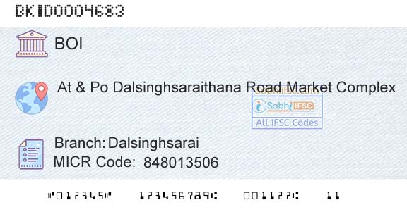 Bank Of India DalsinghsaraiBranch 