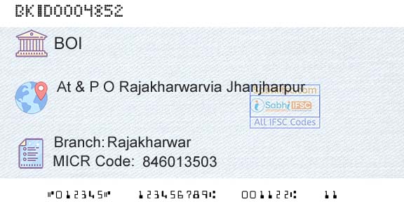 Bank Of India RajakharwarBranch 