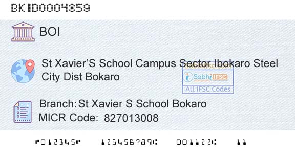 Bank Of India St Xavier S School BokaroBranch 