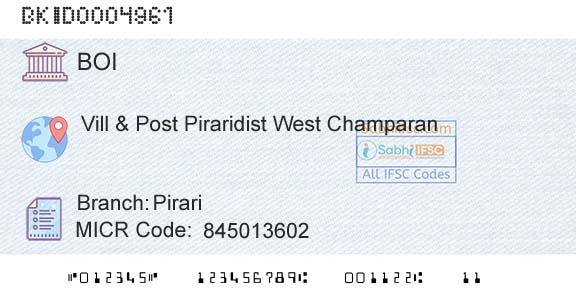 Bank Of India PirariBranch 
