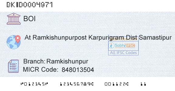 Bank Of India RamkishunpurBranch 