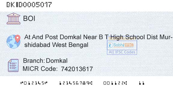 Bank Of India DomkalBranch 
