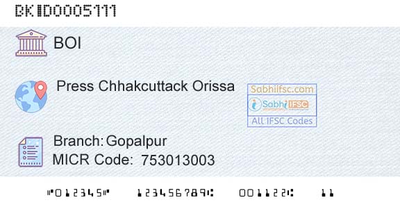 Bank Of India GopalpurBranch 