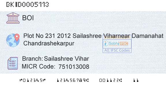 Bank Of India Sailashree ViharBranch 