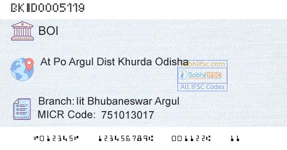 Bank Of India Iit Bhubaneswar ArgulBranch 