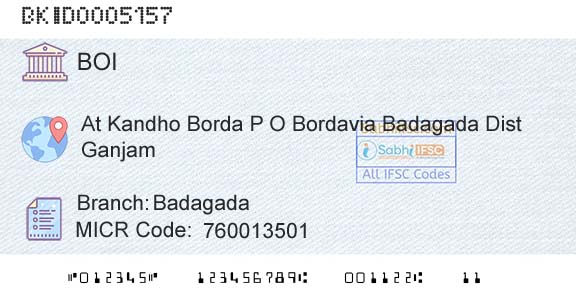 Bank Of India BadagadaBranch 