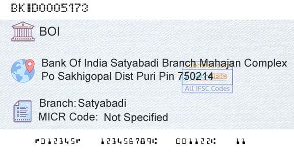 Bank Of India SatyabadiBranch 