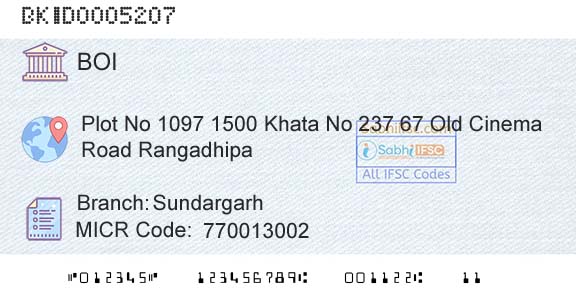 Bank Of India SundargarhBranch 