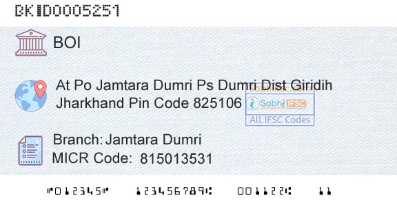 Bank Of India Jamtara DumriBranch 