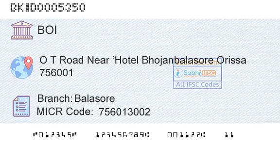 Bank Of India BalasoreBranch 
