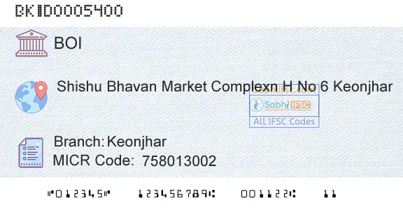 Bank Of India KeonjharBranch 