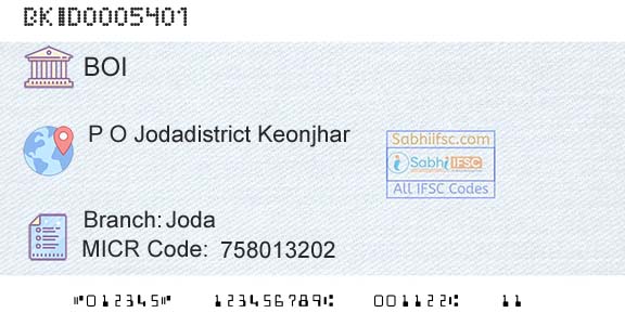 Bank Of India JodaBranch 