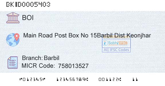 Bank Of India BarbilBranch 