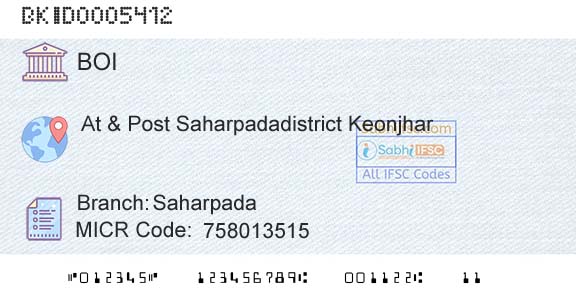 Bank Of India SaharpadaBranch 
