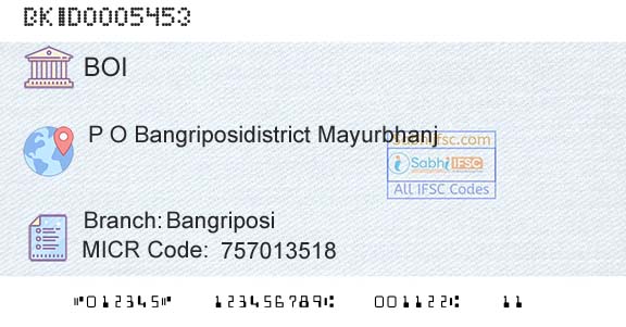 Bank Of India BangriposiBranch 
