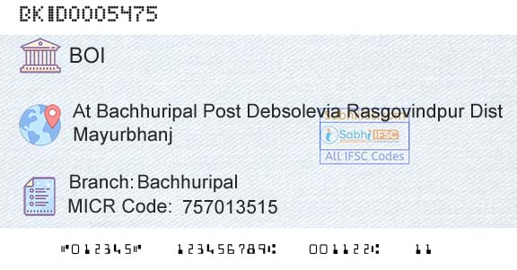 Bank Of India BachhuripalBranch 