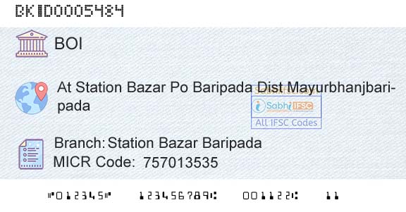 Bank Of India Station Bazar Baripada Branch 
