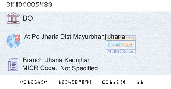Bank Of India Jharia Keonjhar Branch 