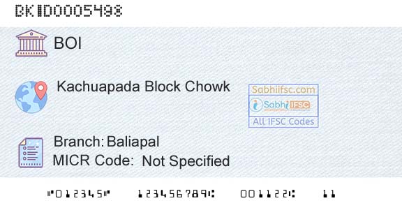 Bank Of India BaliapalBranch 