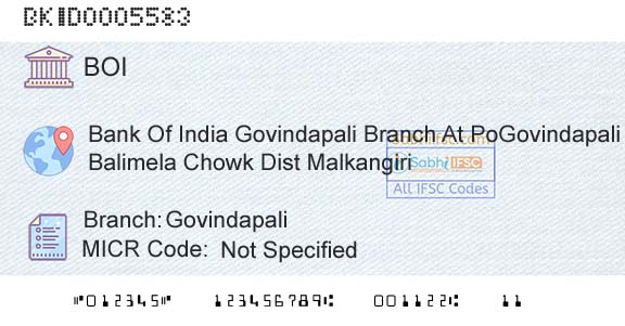 Bank Of India GovindapaliBranch 