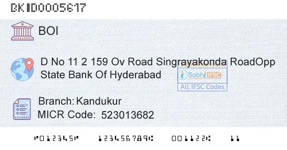 Bank Of India KandukurBranch 