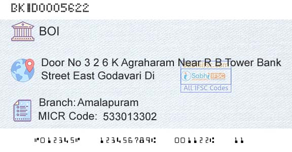 Bank Of India AmalapuramBranch 