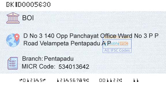 Bank Of India PentapaduBranch 