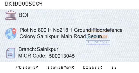 Bank Of India SainikpuriBranch 