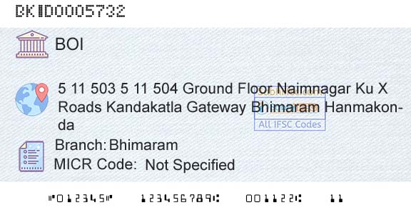 Bank Of India BhimaramBranch 