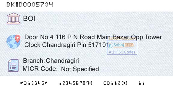 Bank Of India ChandragiriBranch 
