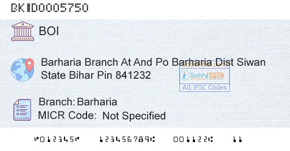 Bank Of India BarhariaBranch 