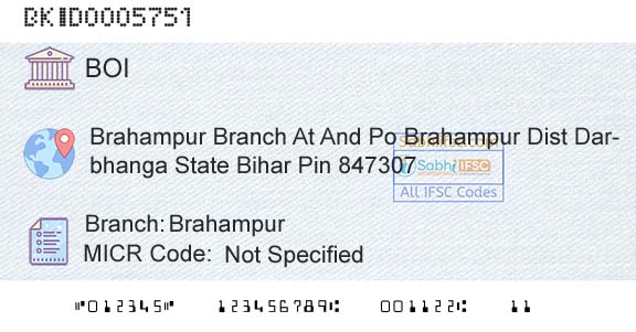 Bank Of India BrahampurBranch 