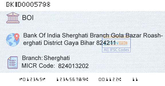 Bank Of India SherghatiBranch 